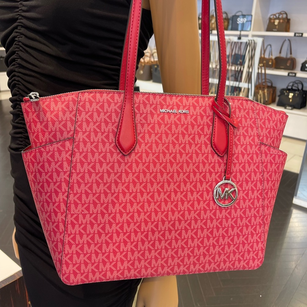 MICHAEL KORS Marilyn Medium Signature Logo Tote Bag
Dark Raspberry 
NWT - Picture 12 of 16